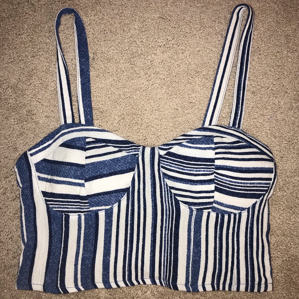 Nordstrom Blue and white striped Bustier Cami top 🕸